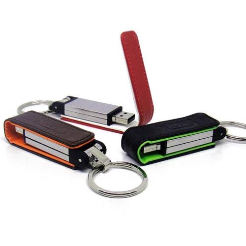 Leather Flip Keyring USB Flash Drive