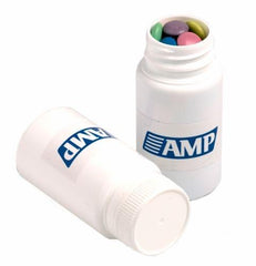 Yum Pill Container filled with lollies