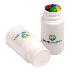 Yum Pill Container filled with lollies
