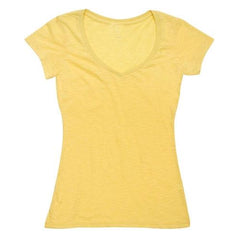 Retro Raw Cotton V Neck TShirt