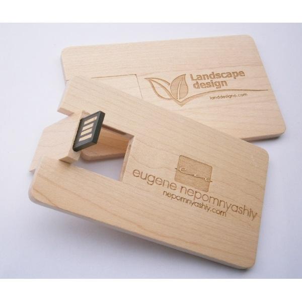 Wooden Credit Card Style USB Flash Drive